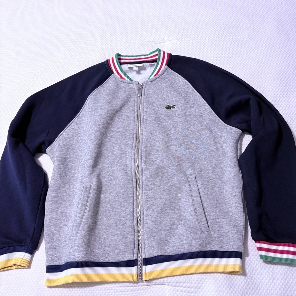 Lacoste Kids' Gray and Navy Zip-Up Jacket